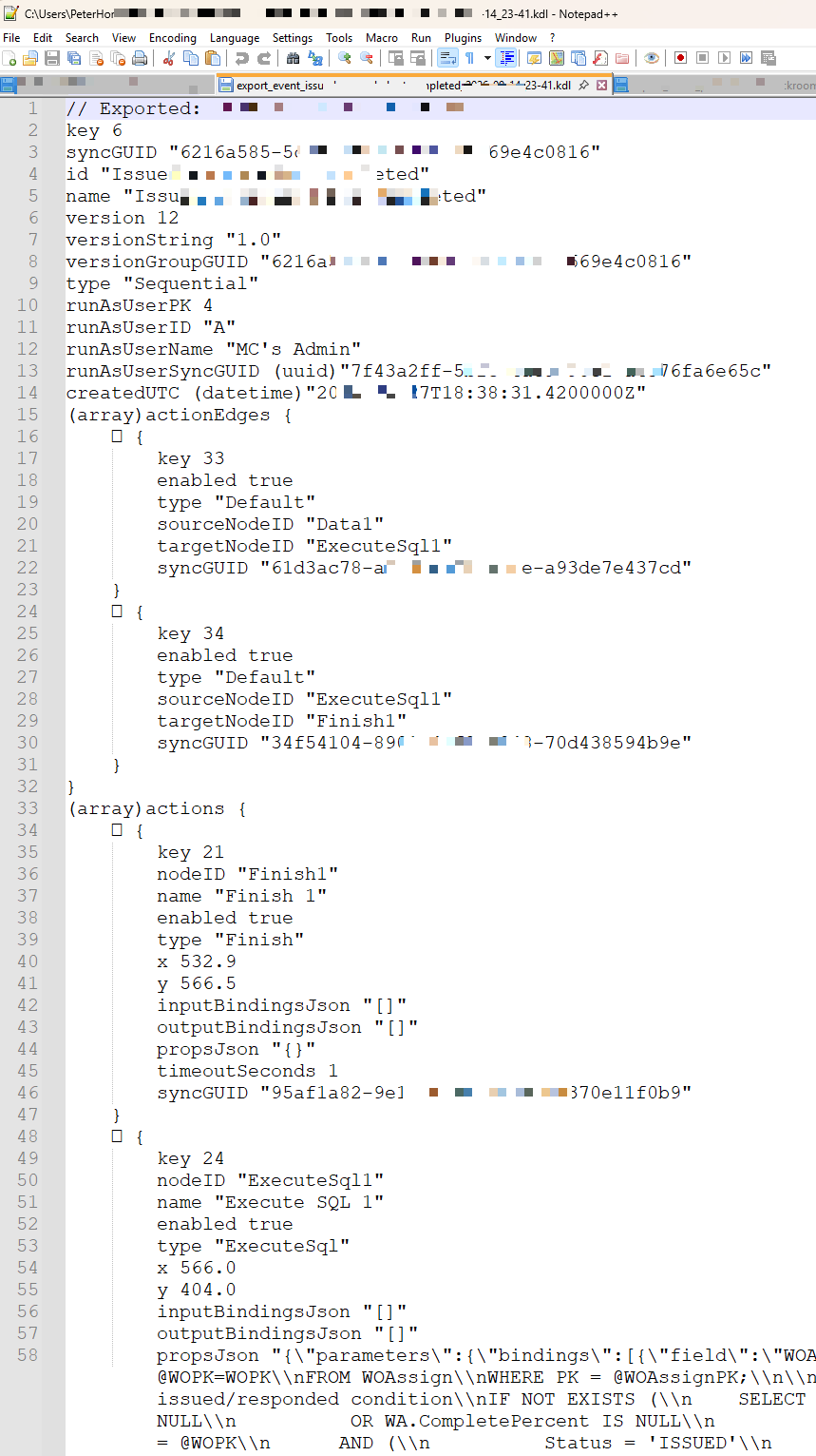 Shows a .kdl file being edited in notepad++