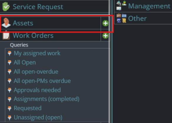 Shows asset button.