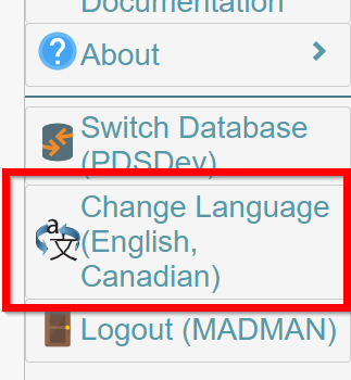 Change Language Option