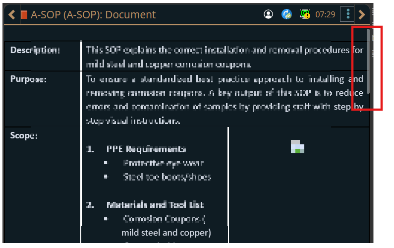 shows scroll bar in Library document in MCe