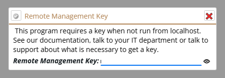 Shows remote Management Key dialog