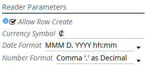 Shows JSON Reader Parameters