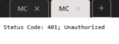 Shows display of 401 error