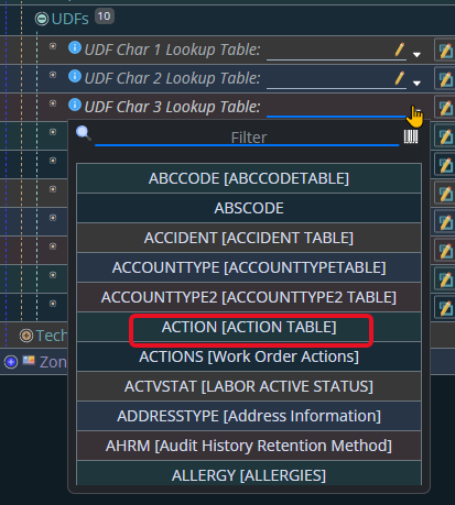 Picking a lookup table to attached to UDF Char 3