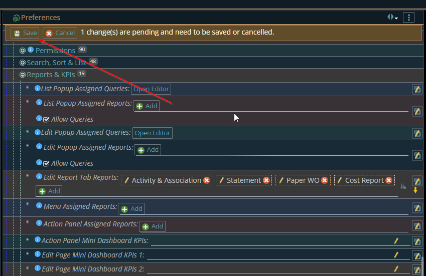 shows the save button is located in the preferences
