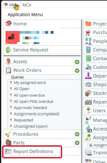 Shows report definition module