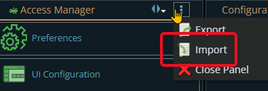 3 dot menu to pick import