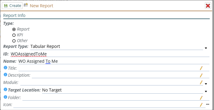 shows the creating of a new report