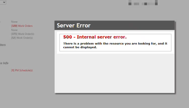 500 internal server error