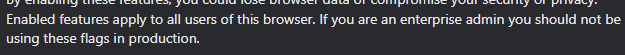 Shows that Chromium says you should not be using these features in production, you should be using the Desktop App for MC