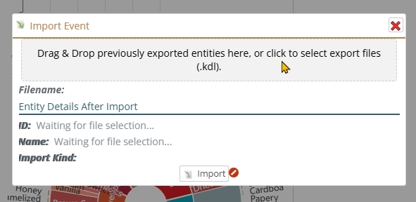 Shows dialog for importing an Event and Action KDL