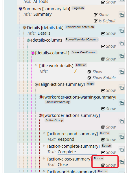 shows hiding the close button on summary tab