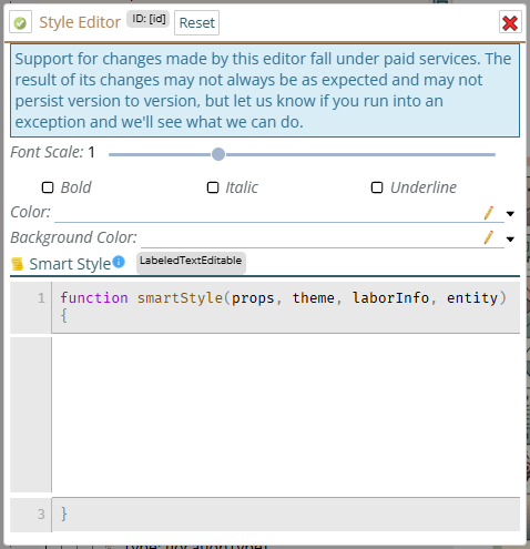 Shows Style Editor