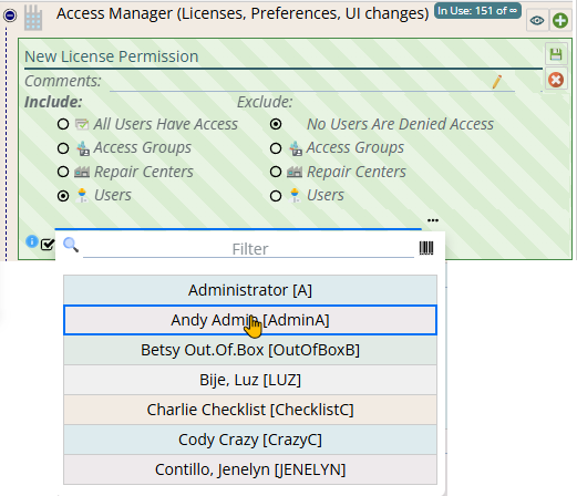 Shows choosing 'users' then choosing yourself from the list