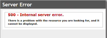 Shows 500 internal server error