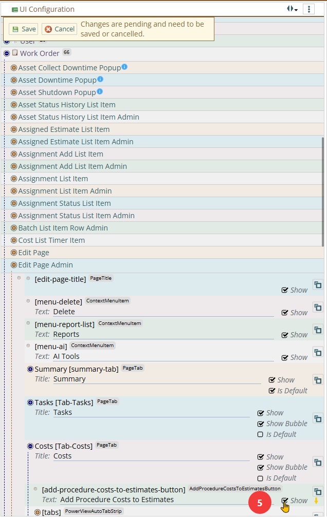 Shows the same for the Admin WO Edit page