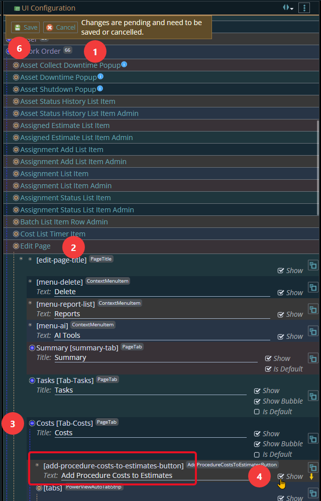 Shows how to turn on the Add Procedure Costs to Estimates feature